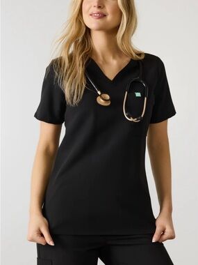 Garde Malade GABRIELLE One-Pocket Black Scrub Top